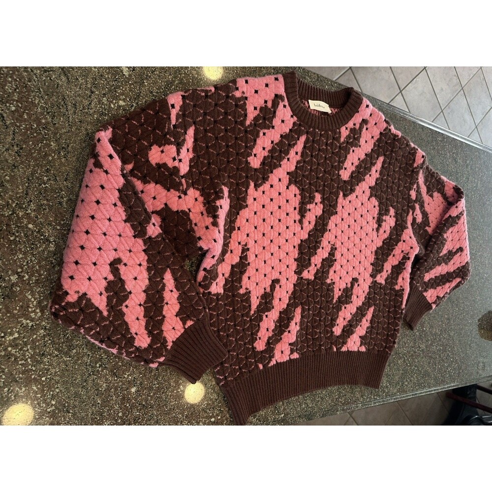 BOHME LONG SLEEVE SWEATER WOMENS Small Felicity abstract print pink‎ overiszed - Picture 10 of 14